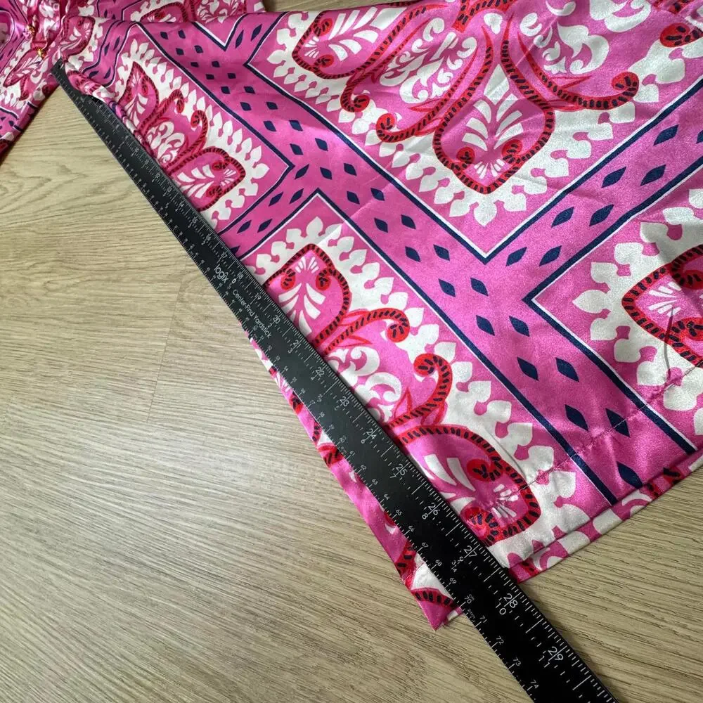 Alex & Parker Women's Casual Wide-Leg Pants Pink Floral Pattern Size M - Picture 8 of 9